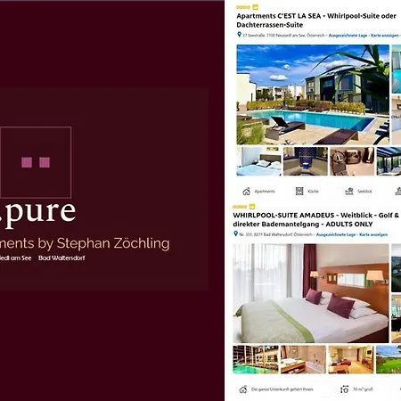 Whirlpool-suite Amadeus - Weitblick - Golf & Wellness - Direkter Bademantelgang - Adults Only * Bad Waltersdorf